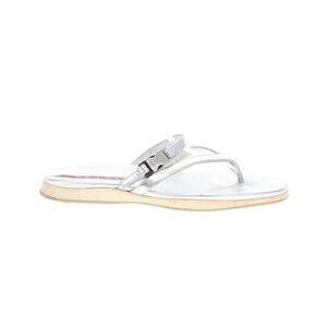 Prada Silver Leather Sandals Sleek Minimalist Design EU 37